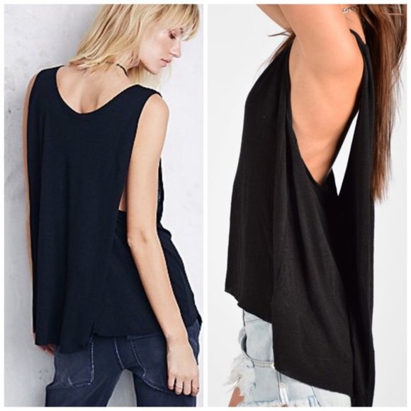 Free People Tops - NWOT Free People Black Cruz Cape Tank Top XS